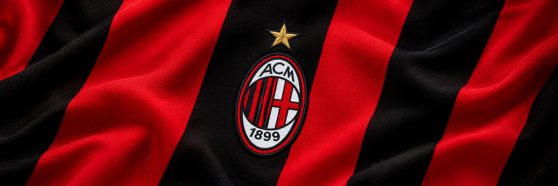AC Milan crest on club-colour fabric panoramic banner