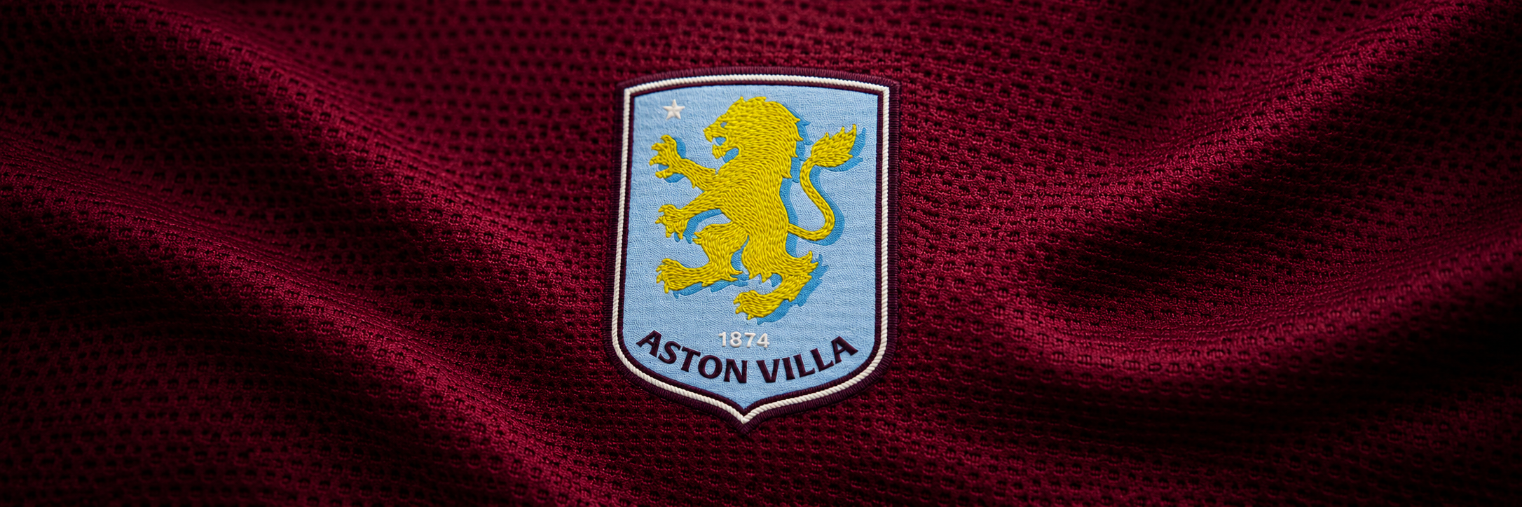 Aston Villa crest on club-colour fabric panoramic banner