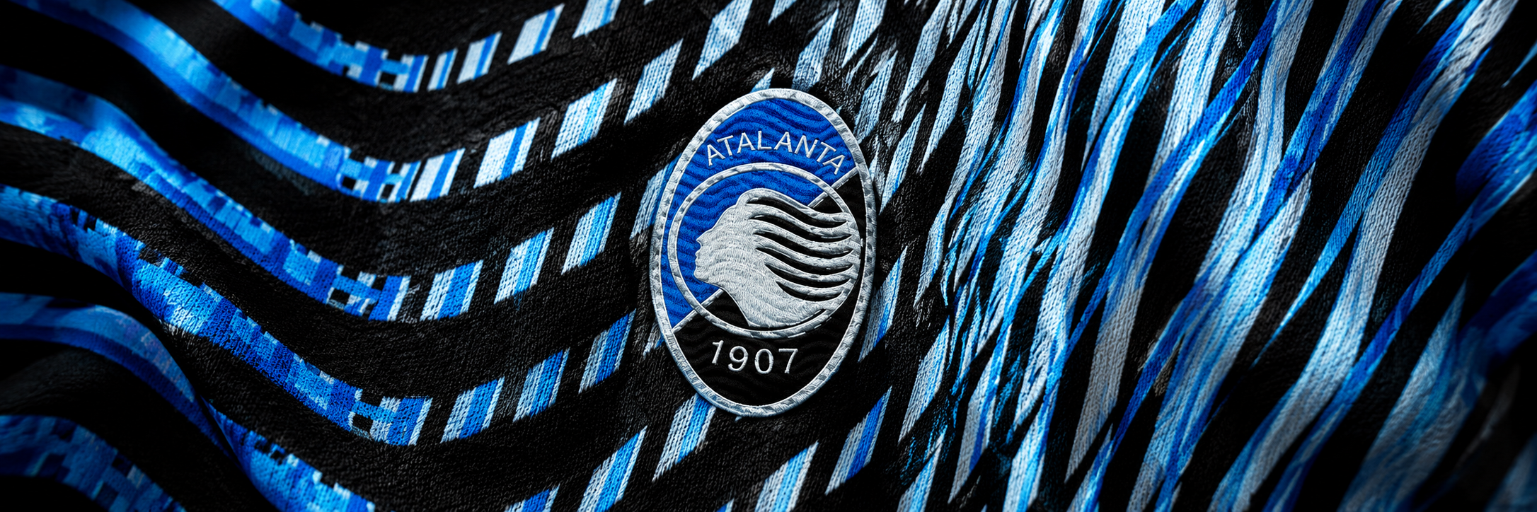 Atalanta crest on club-colour fabric panoramic banner