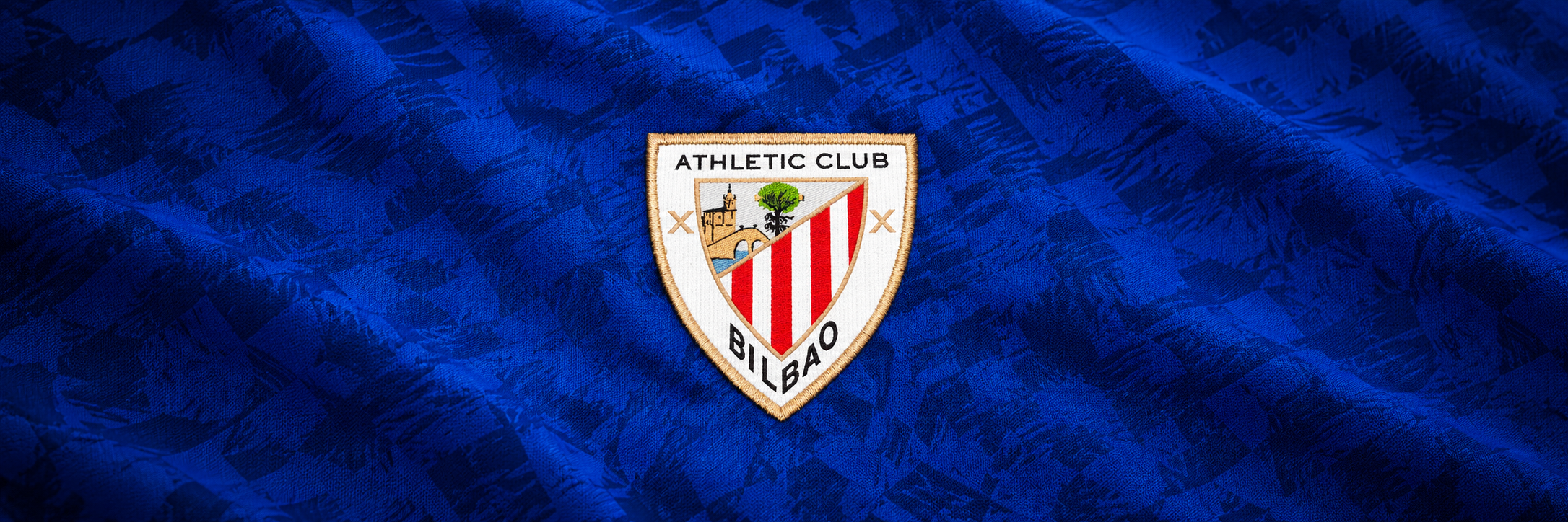 Athletic Club crest on club-colour fabric panoramic banner
