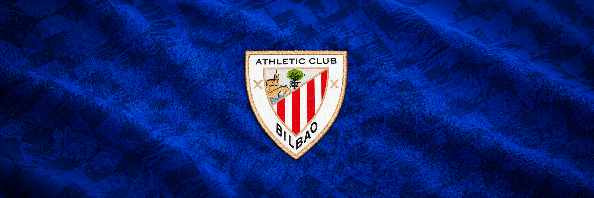 Athletic Club crest on club-colour fabric panoramic banner