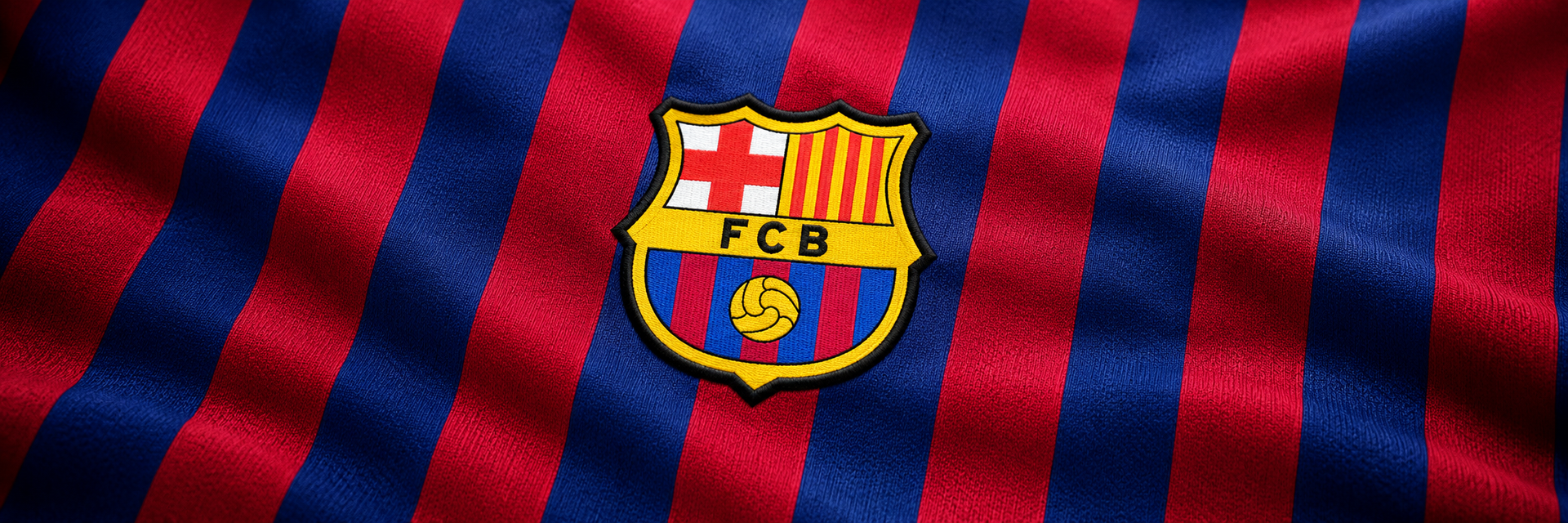 Barcelona crest on club-colour fabric panoramic banner