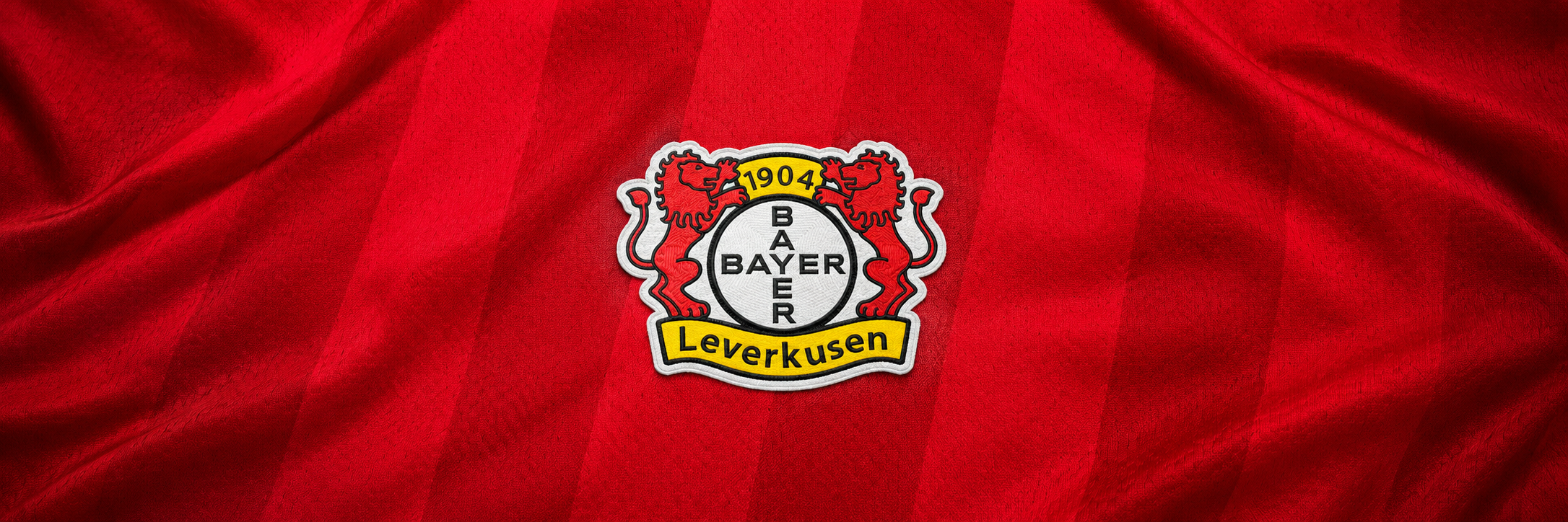 Bayer Leverkusen crest on club-colour fabric panoramic banner