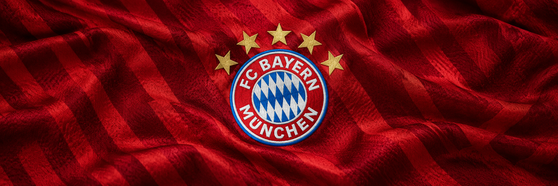 Bayern Munich crest on club-colour fabric panoramic banner