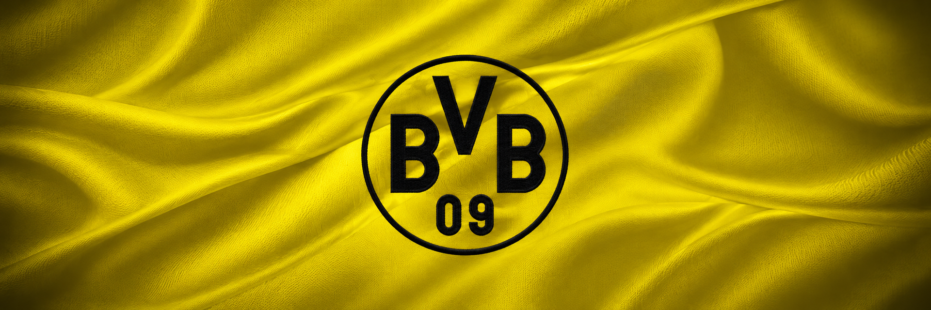Dortmund crest on club-colour fabric panoramic banner