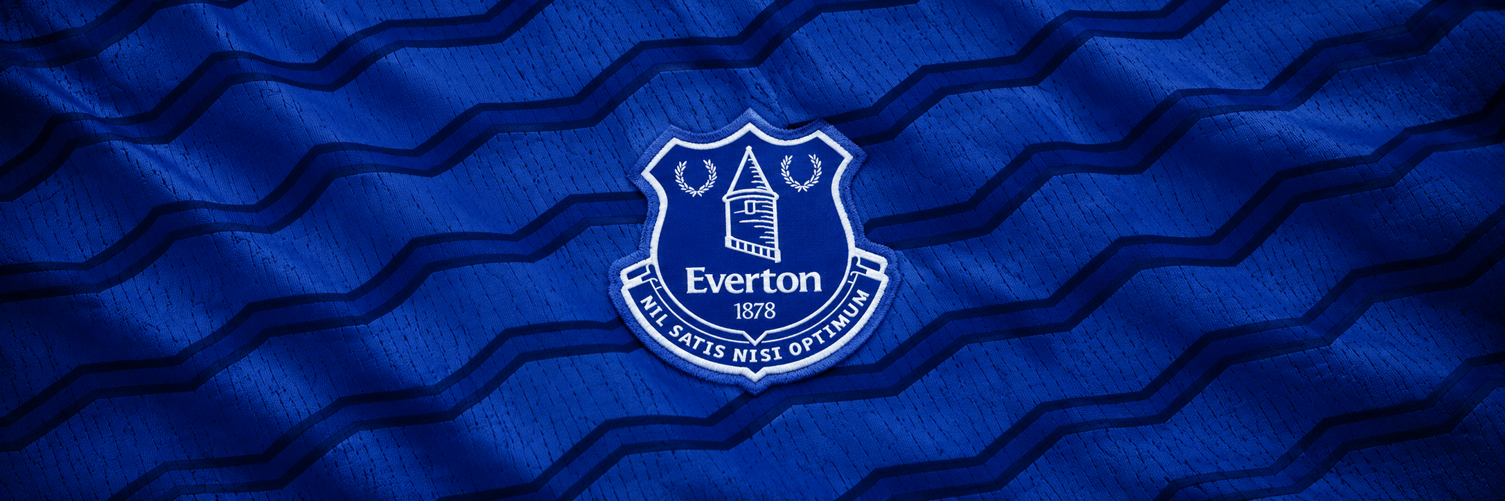 Everton crest on club-colour fabric panoramic banner