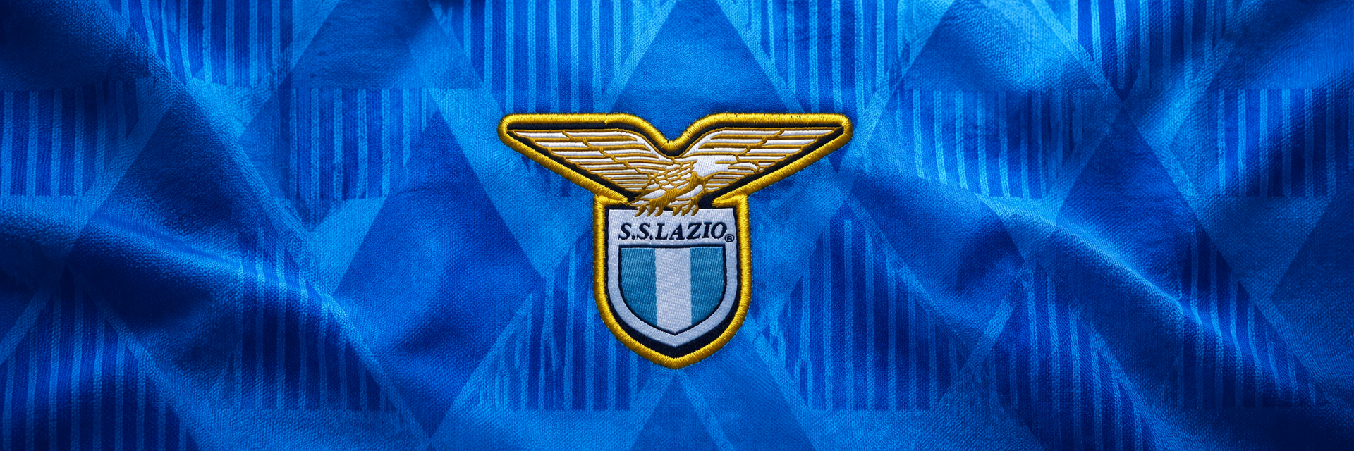 Lazio crest on club-colour fabric panoramic banner