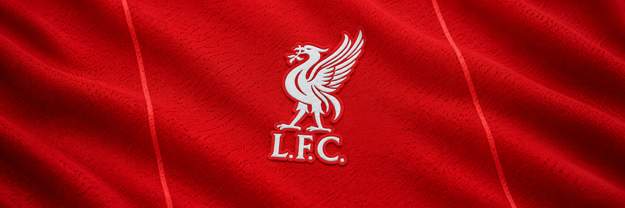 Liverpool FC crest on club-colour fabric panoramic banner