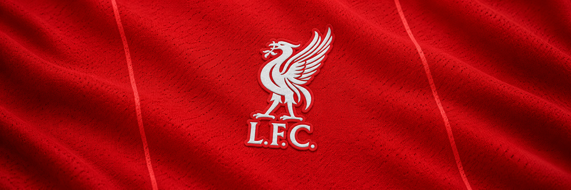Liverpool FC crest on club-colour fabric panoramic banner