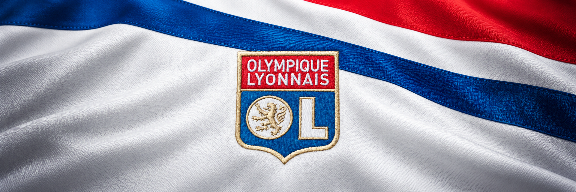 Lyon crest on club-colour fabric panoramic banner