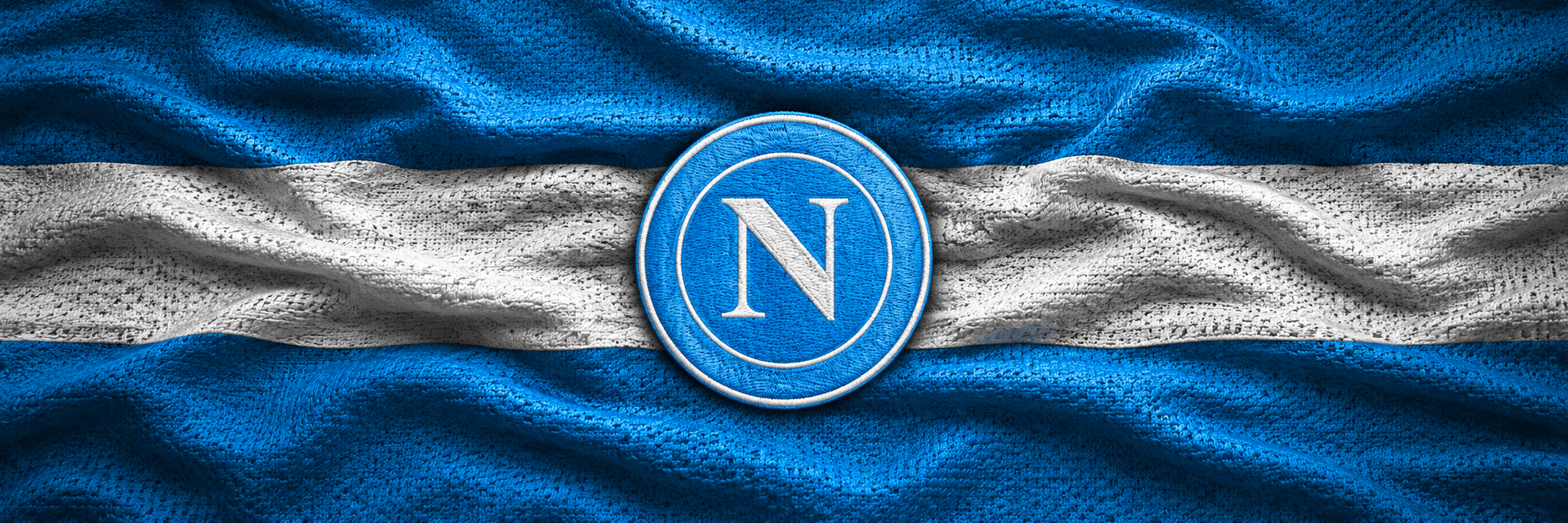 Napoli crest on club-colour fabric panoramic banner