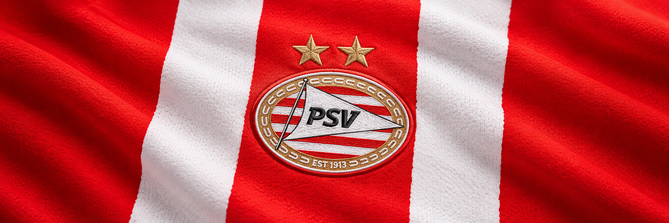 PSV crest on club-colour fabric panoramic banner