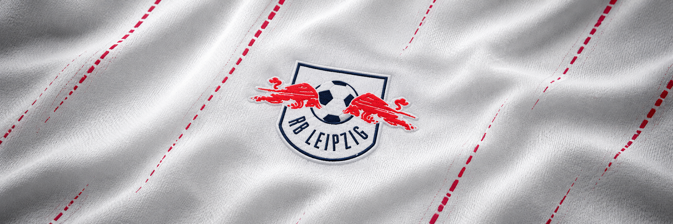 RB Leipzig crest on club-colour fabric panoramic banner