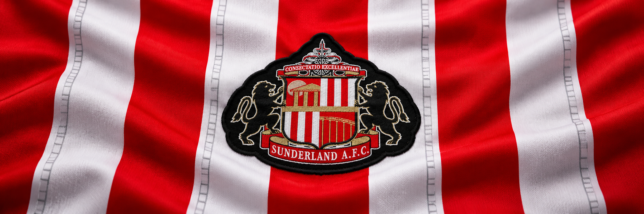 Sunderland AFC crest on club-colour fabric panoramic banner