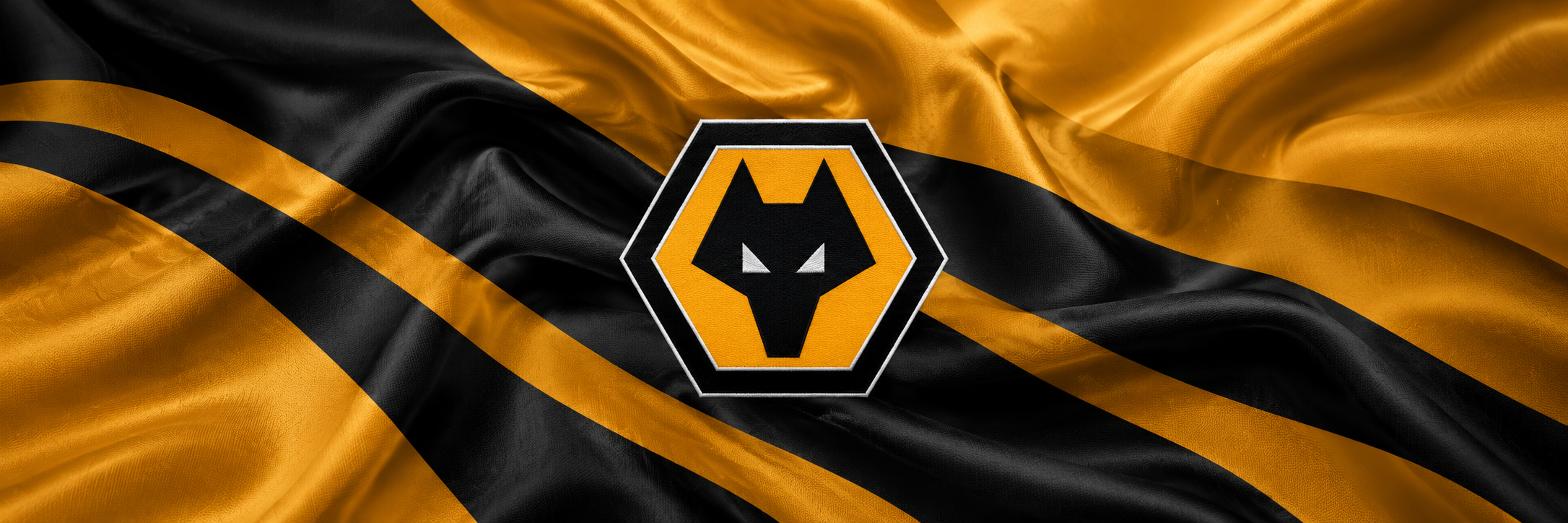 Wolves crest on club-colour fabric panoramic banner