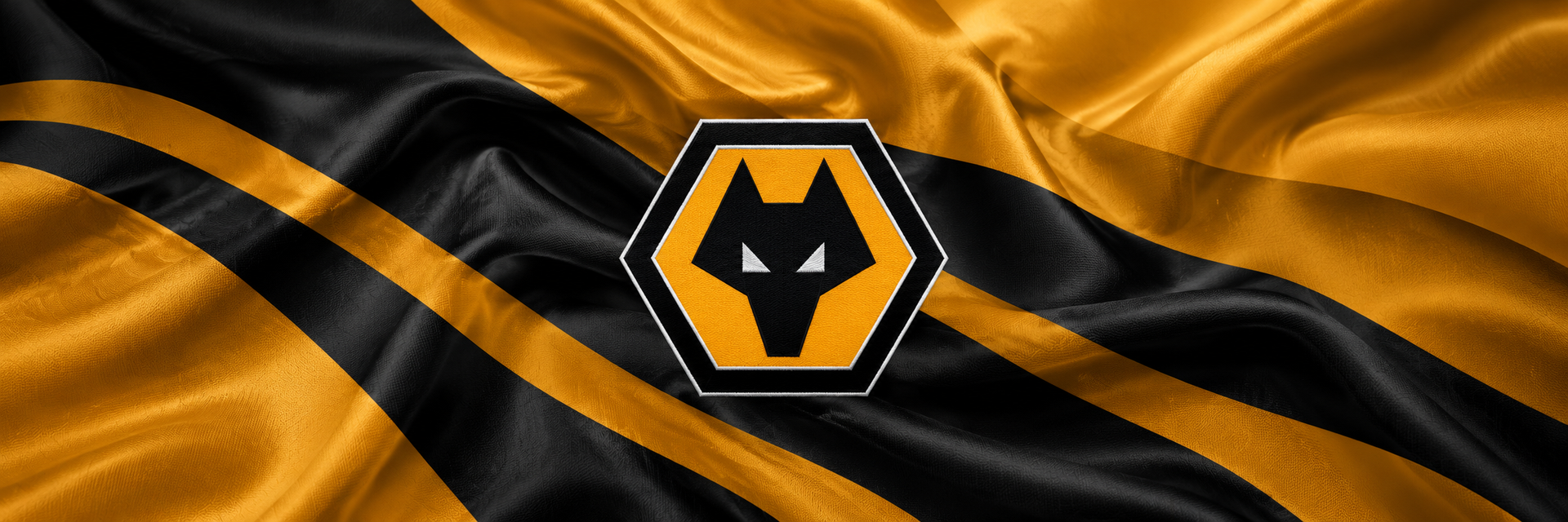 Wolves crest on club-colour fabric panoramic banner