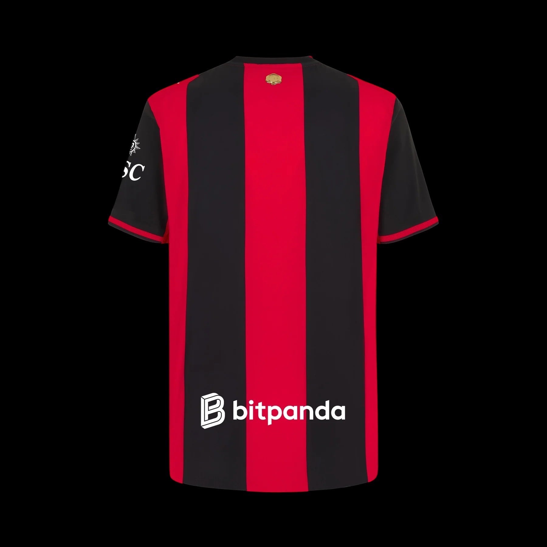 Back view of the Kitted Up AC Milan 2026/2027 home jersey featuring iconic red and black vertical stripes