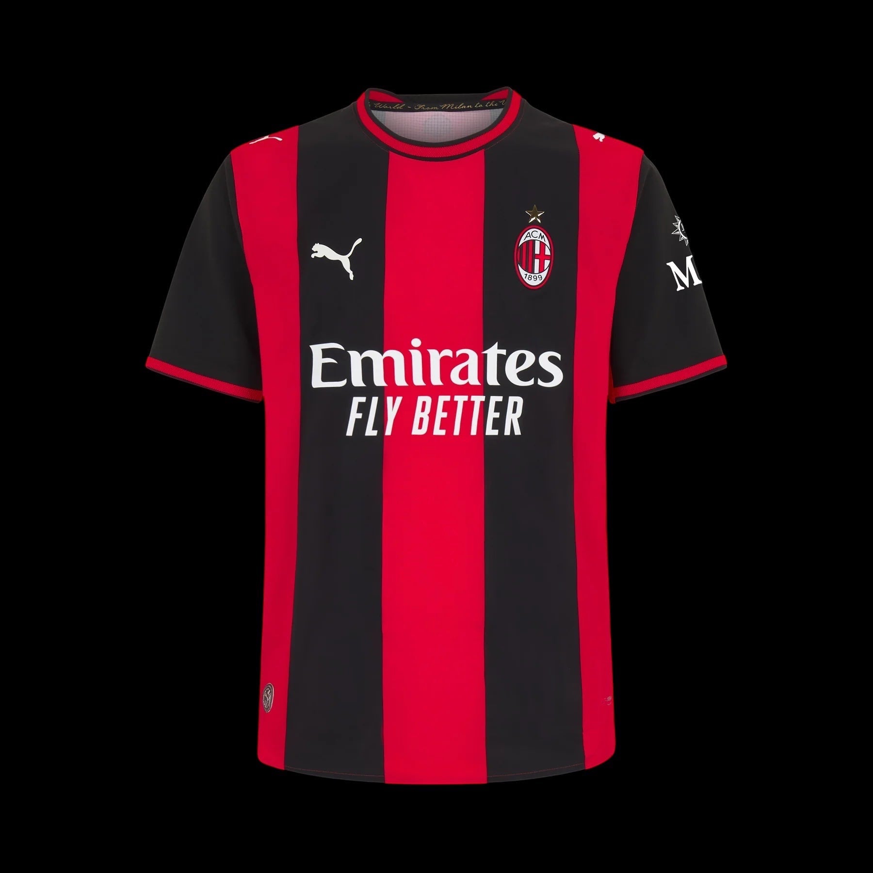 Kitted Up AC Milan 2026/2027 home jersey featuring iconic red and black vertical stripes and team crest.