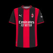 Kitted Up AC Milan 2026/2027 home jersey featuring iconic red and black vertical stripes and team crest.