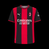 Kitted Up AC Milan 2026/2027 home jersey featuring iconic red and black vertical stripes and team crest.