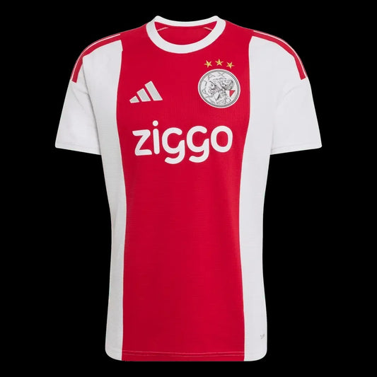 Kitted Up Ajax 2026/2027 adult home football jersey in iconic red and white with team crest and sponsor logo