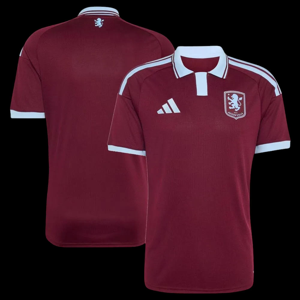Kitted Up Aston Villa 2026/2027 adult home football shirt in claret and blue with a classic polo collar design.