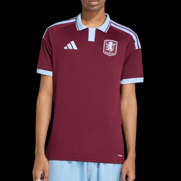 Kitted Up Aston Villa 2026/2027 adult home football shirt in claret and blue with a polo collar and team crest.