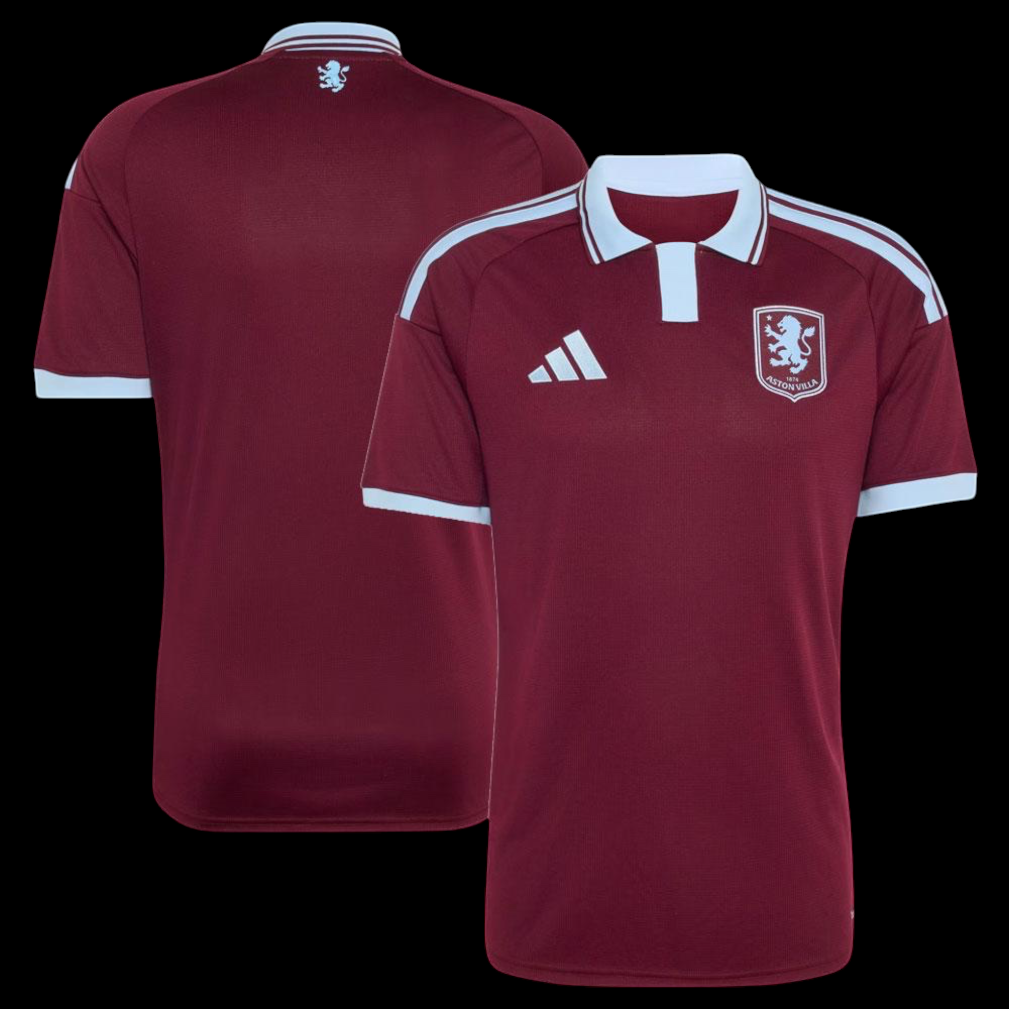 Kitted Up Aston Villa 2026/2027 kids home football shirt in claret and blue with a classic polo collar design.