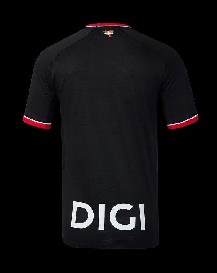 Back view of Kitted Up Athletic Club 2026/2027 away football jersey in black with red and white sleeve trim