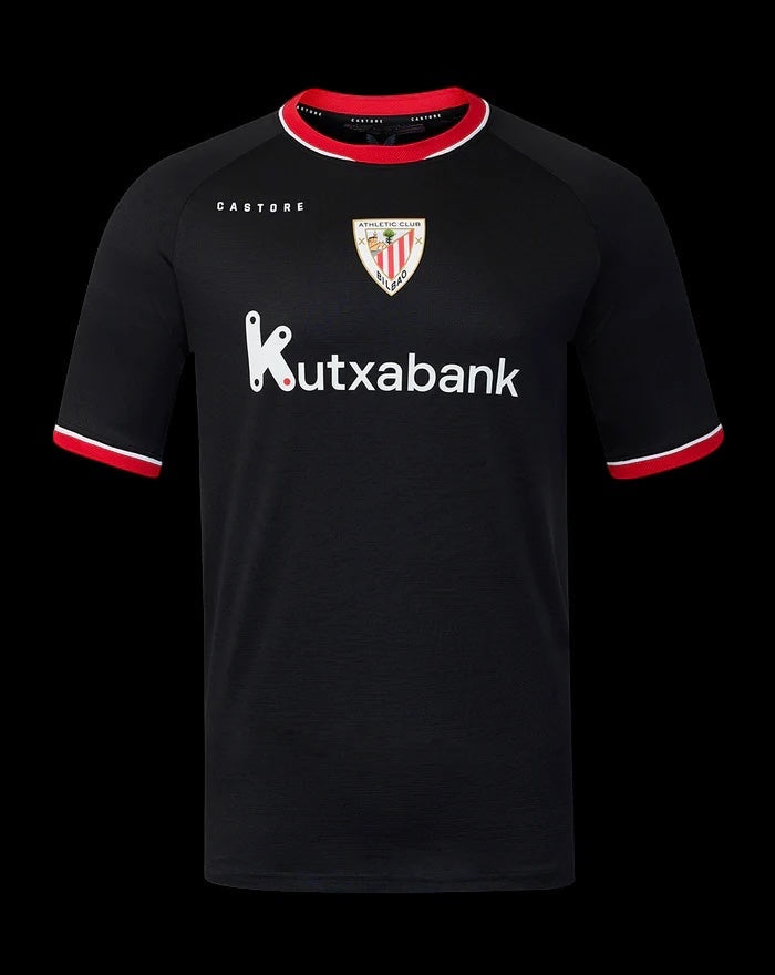 Kitted Up Athletic Club 2026/2027 away jersey in black with red and white trim and club crest