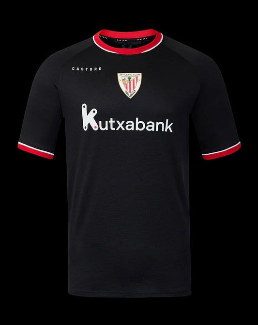 Kitted Up Athletic Club 2026/2027 away jersey in black with red and white trim and club crest