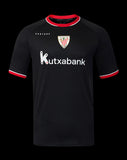 Kitted Up Athletic Club 2026/2027 kids away jersey in black with red and white trim and team crest.