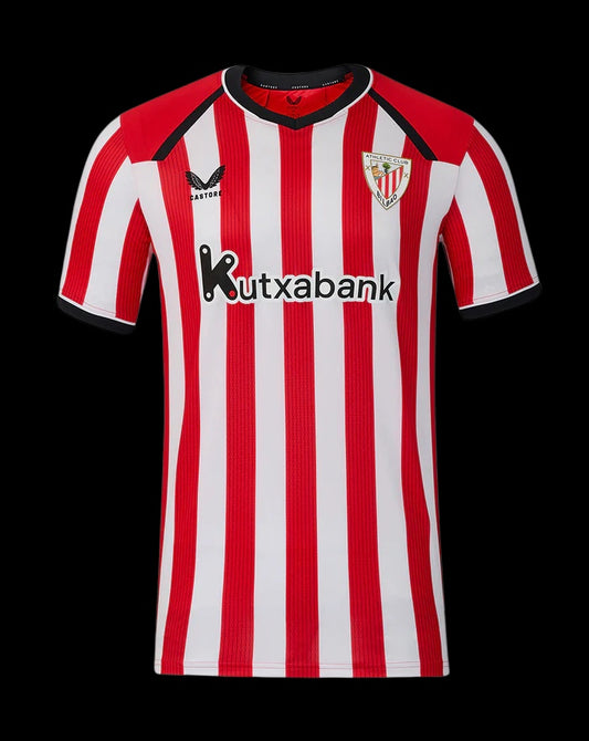 Kitted Up Athletic Club 2026/2027 kids home jersey featuring iconic red and white vertical stripes and black trim.