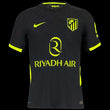 Kitted Up Atletico Madrid 2026/2027 away jersey in black with vibrant neon yellow accents and sponsor logos