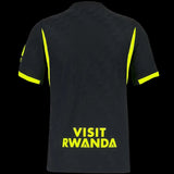 Back view of the Kitted Up Atletico Madrid 2026/2027 kids away jersey in black with bright yellow accents