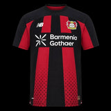Kitted Up Bayer Leverkusen 2026/2027 kids home jersey in black and red with sponsor logos and team crest