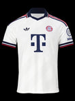 Kitted Up Bayern Munich 2026/2027 away jersey in white with navy collar and red and blue sleeve trim details.