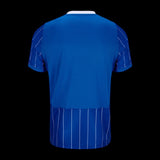 Back view of the Kitted Up Brighton & Hove Albion 2026/2027 kids home football jersey in blue with white pinstripes.