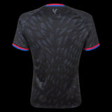 Back view of the Kitted Up Crystal Palace 2026/2027 away jersey in black with red and blue sleeve trim details.