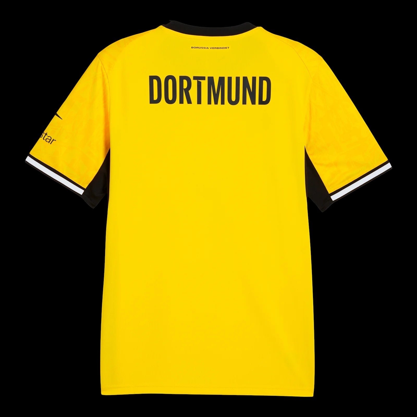Back view of Kitted Up Dortmund 2026/2027 adult home football jersey in yellow with black lettering and trim.
