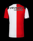 Back view of Kitted Up Feyenoord 2026/2027 adult home jersey featuring a red and white split design with sponsor logo