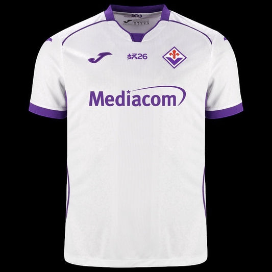 Kitted Up Fiorentina 2026/2027 away football jersey in white with purple trim and club crest
