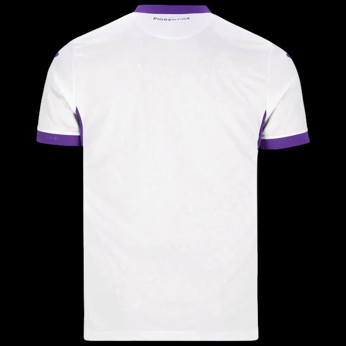 Back view of Kitted Up Fiorentina 2026/2027 kids away football jersey in white with purple sleeve trim and detailing.