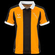 Kitted Up Hull City 2026/2027 kids home football shirt featuring amber and black vertical stripes and white collar.