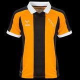 Kitted Up Hull City 2026/2027 kids home football shirt featuring amber and black vertical stripes and white collar.