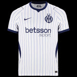 Kitted Up Inter Milan 2026/2027 away jersey in white with navy blue pinstripes and team branding.