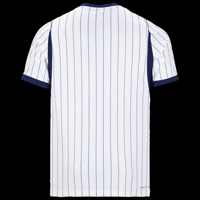 Back view of Kitted Up Inter Milan 2026/2027 kids away jersey in white with blue pinstripes and navy trim.