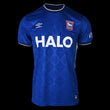 Kitted Up Ipswich Town 2026/2027 kids home football shirt in blue with white HALO sponsor and Umbro logo