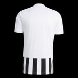 Back view of the Kitted Up Juventus 2026/2027 home jersey featuring a white upper and black and white striped hem.