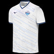 Kitted Up Lazio 2026/2027 kids away football jersey in white with blue and black diagonal line pattern